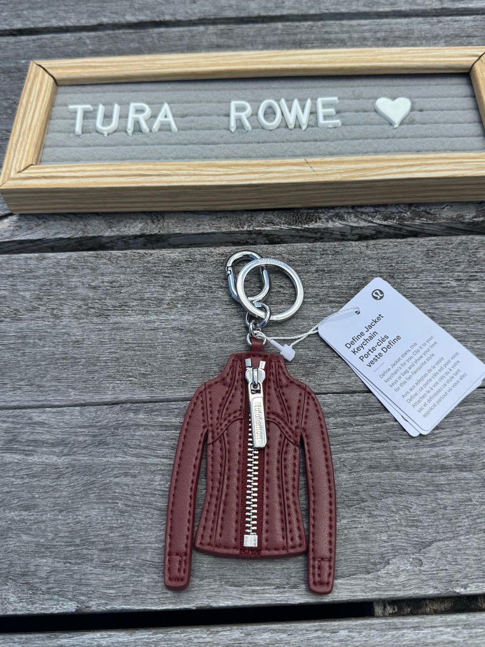 Lululemon Define Jacket Keychain Cranberry Charm Silver One Size NWT ❤️